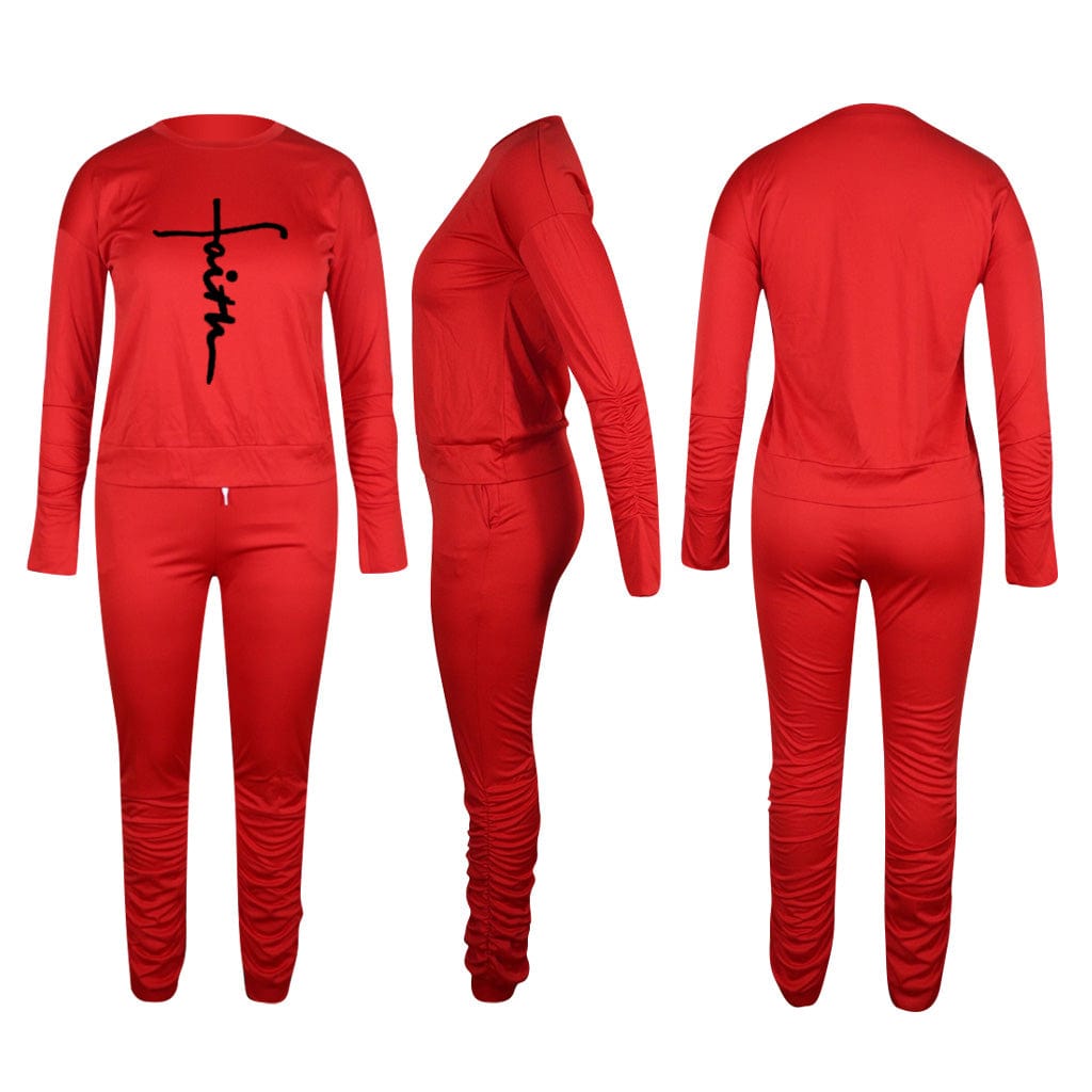 Trendy Women Clothes Women's Letter Printing Two-piece Suit Sports Jogger Tracksuit Fashion Yoga Outfit All Base Drop shipping