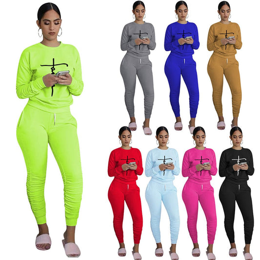 Trendy Women Clothes Women's Letter Printing Two-piece Suit Sports Jogger Tracksuit Fashion Yoga Outfit All Base Drop shipping