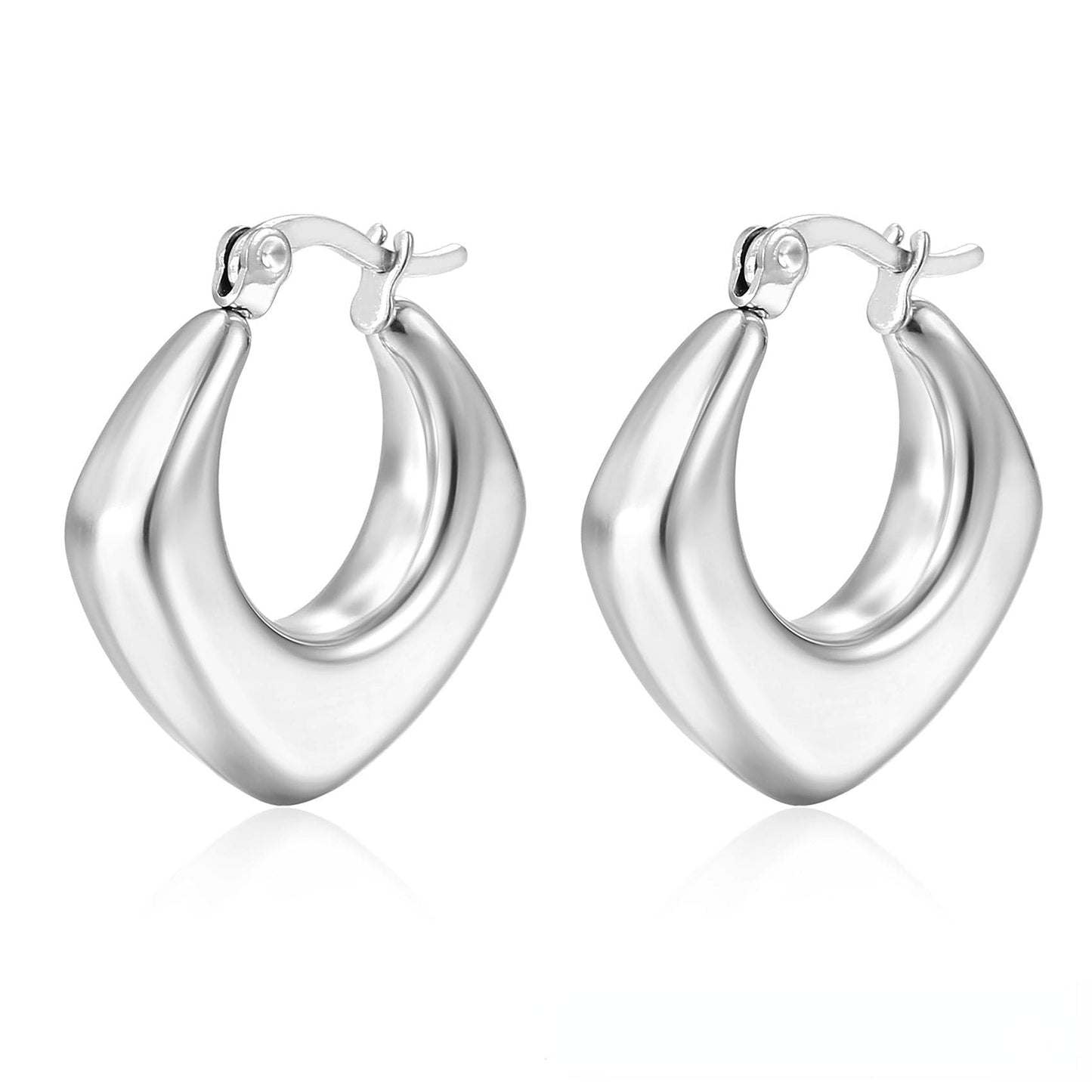 Triangle steel Geometric Void Stainless Steel Earring Buckle for Women Shiny Rose Gold Color Small Large Hoop Earrings Punk Hip Hop Jewelry