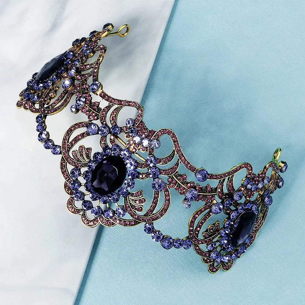 TS-J2906 New Arrival Luxury Purple Rhinestone Bridal Crown Elegant Amethyst Wedding Bride Hair Accessories Banquet Tiaras Crown