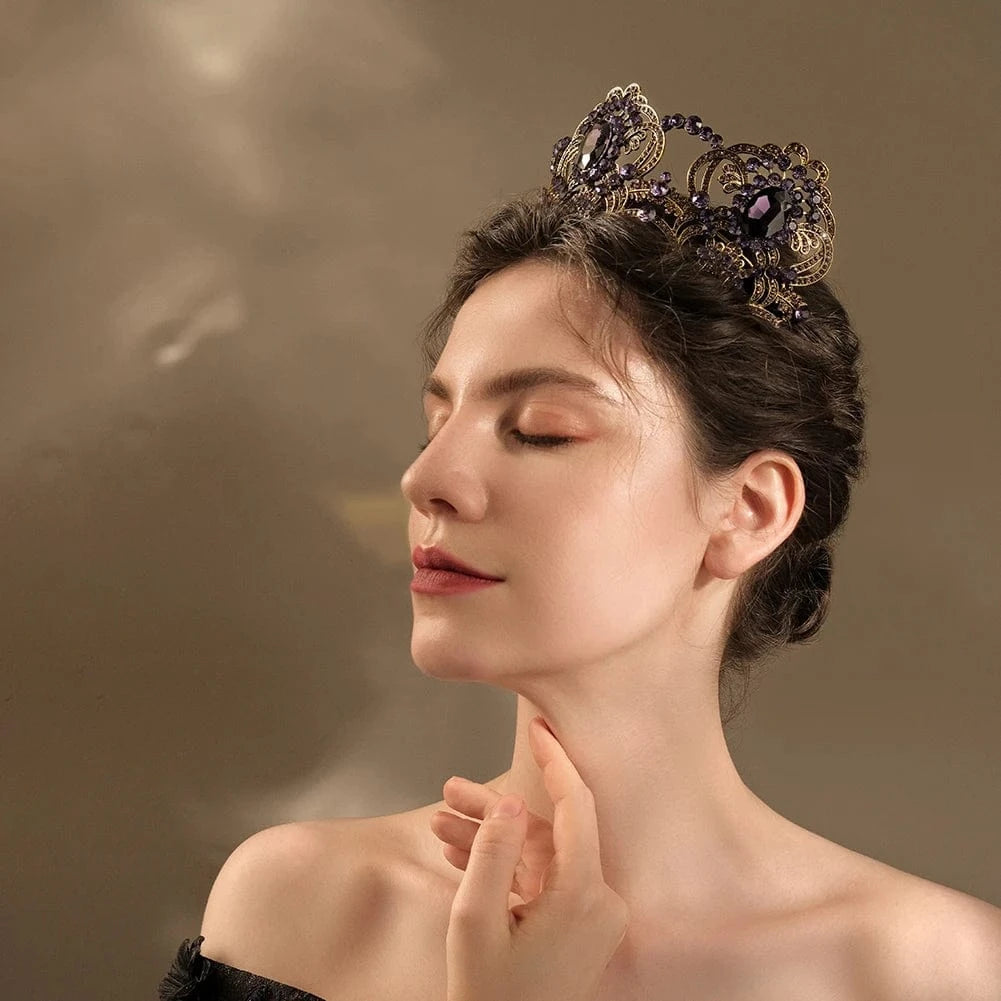 TS-J2906 New Arrival Luxury Purple Rhinestone Bridal Crown Elegant Amethyst Wedding Bride Hair Accessories Banquet Tiaras Crown