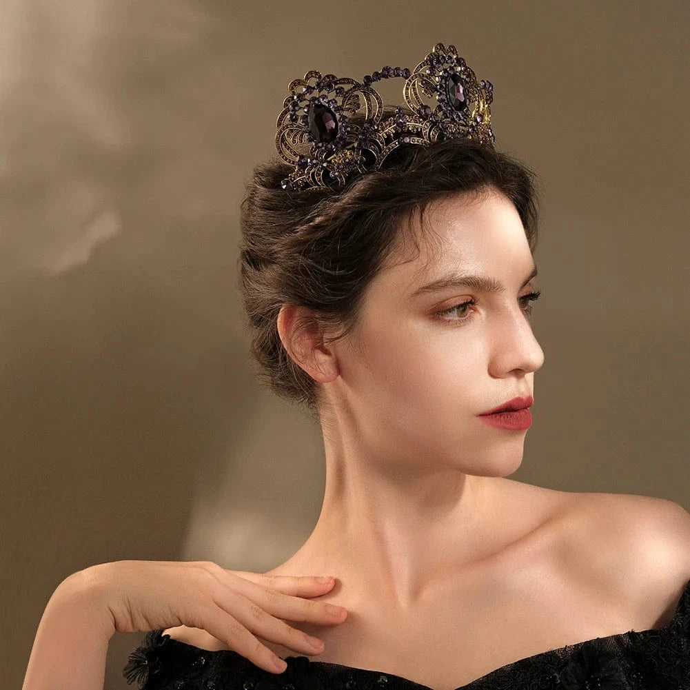 TS-J2906 New Arrival Luxury Purple Rhinestone Bridal Crown Elegant Amethyst Wedding Bride Hair Accessories Banquet Tiaras Crown