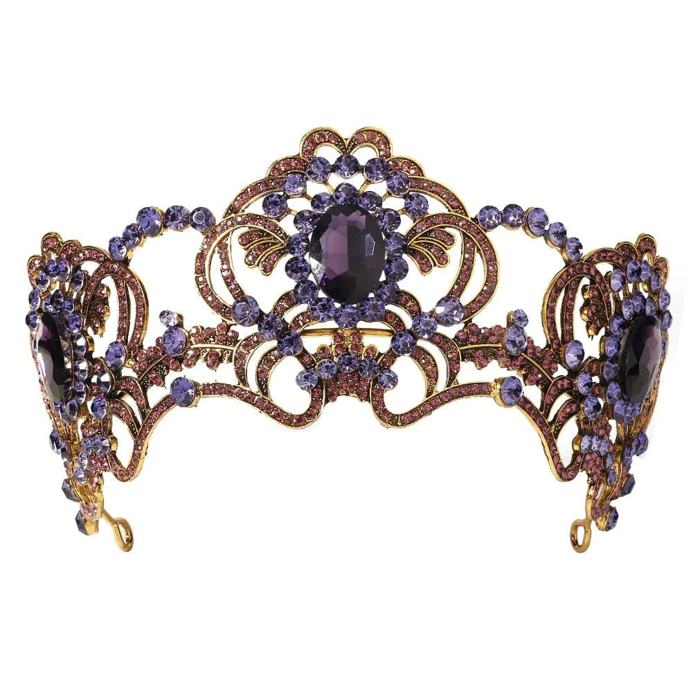 TS-J2906 New Arrival Luxury Purple Rhinestone Bridal Crown Elegant Amethyst Wedding Bride Hair Accessories Banquet Tiaras Crown