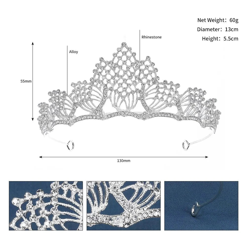 TS-J3040S Drop shipping Silver Wedding Bridal Rhinestone Crystal Crown Tiaras for Queens Corona
