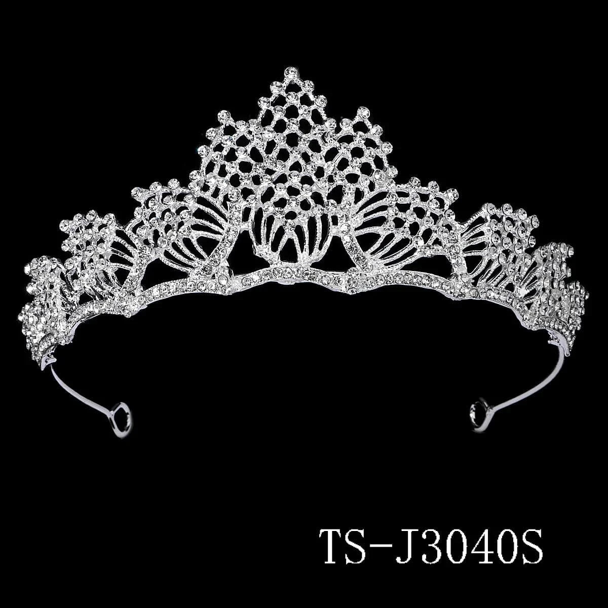 TS-J3040S Drop shipping Silver Wedding Bridal Rhinestone Crystal Crown Tiaras for Queens Corona