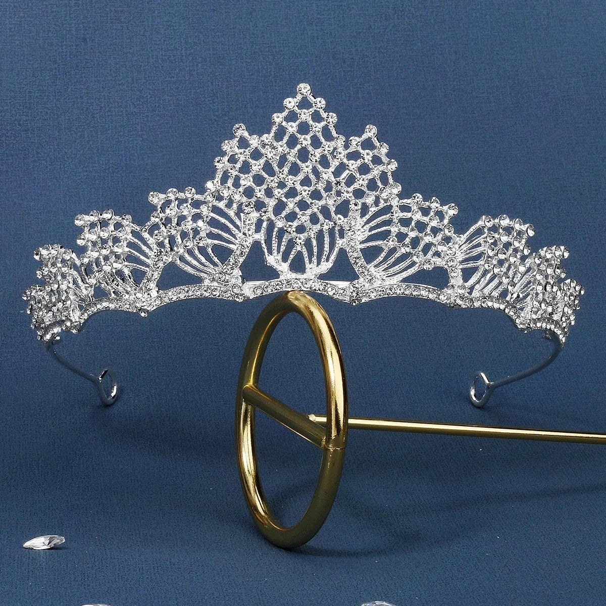 TS-J3040S Drop shipping Silver Wedding Bridal Rhinestone Crystal Crown Tiaras for Queens Corona