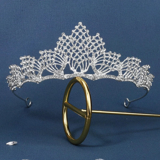 TS-J3040S Drop shipping Silver Wedding Bridal Rhinestone Crystal Crown Tiaras for Queens Corona