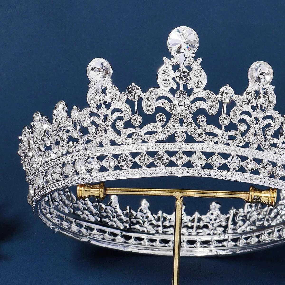 TS-J3080S Baroque Round Gold Luxury Pageant Rhinestone Crystal Tiaras Crown for Bridal Queens Corona hair jewelry