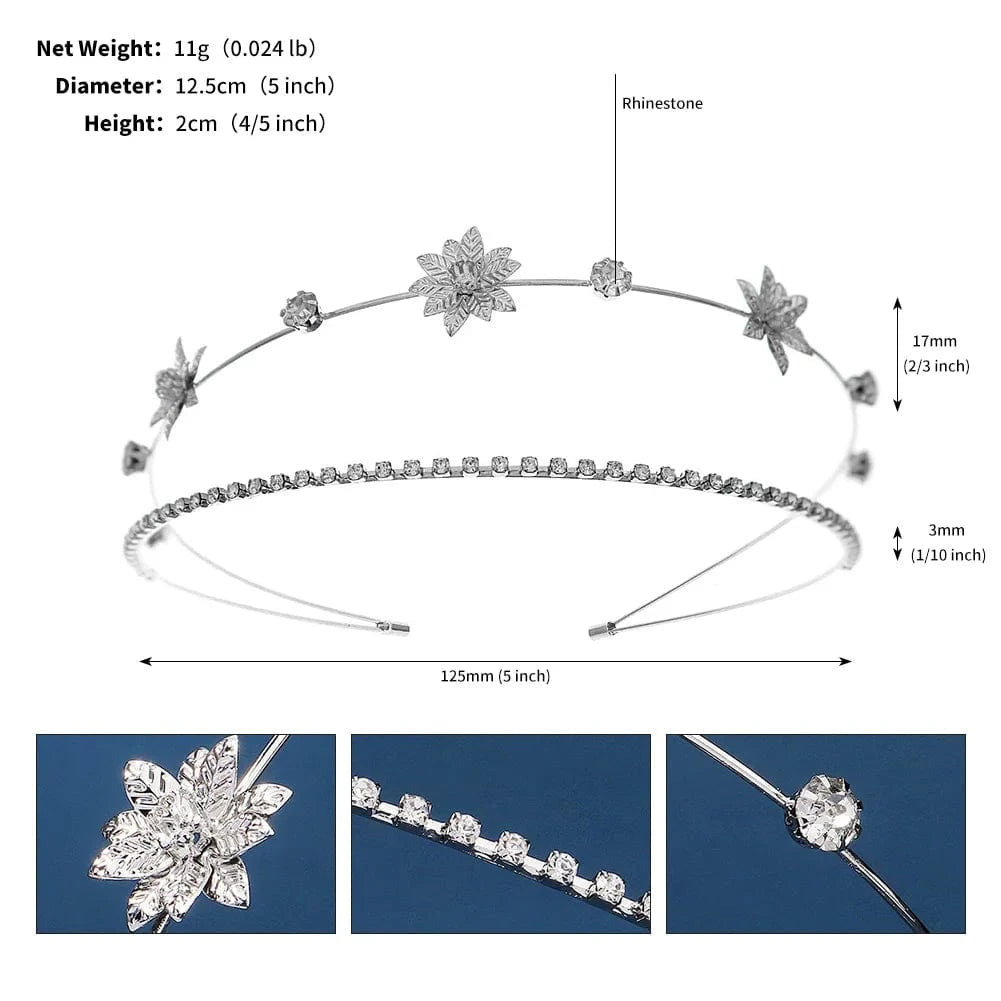 TS-J3084S Drop shipping Silver Color Metal Flower Headband Party Girls Hot Sale Wedding Bride Crystal Tiaras for Bridal Hairband For Party