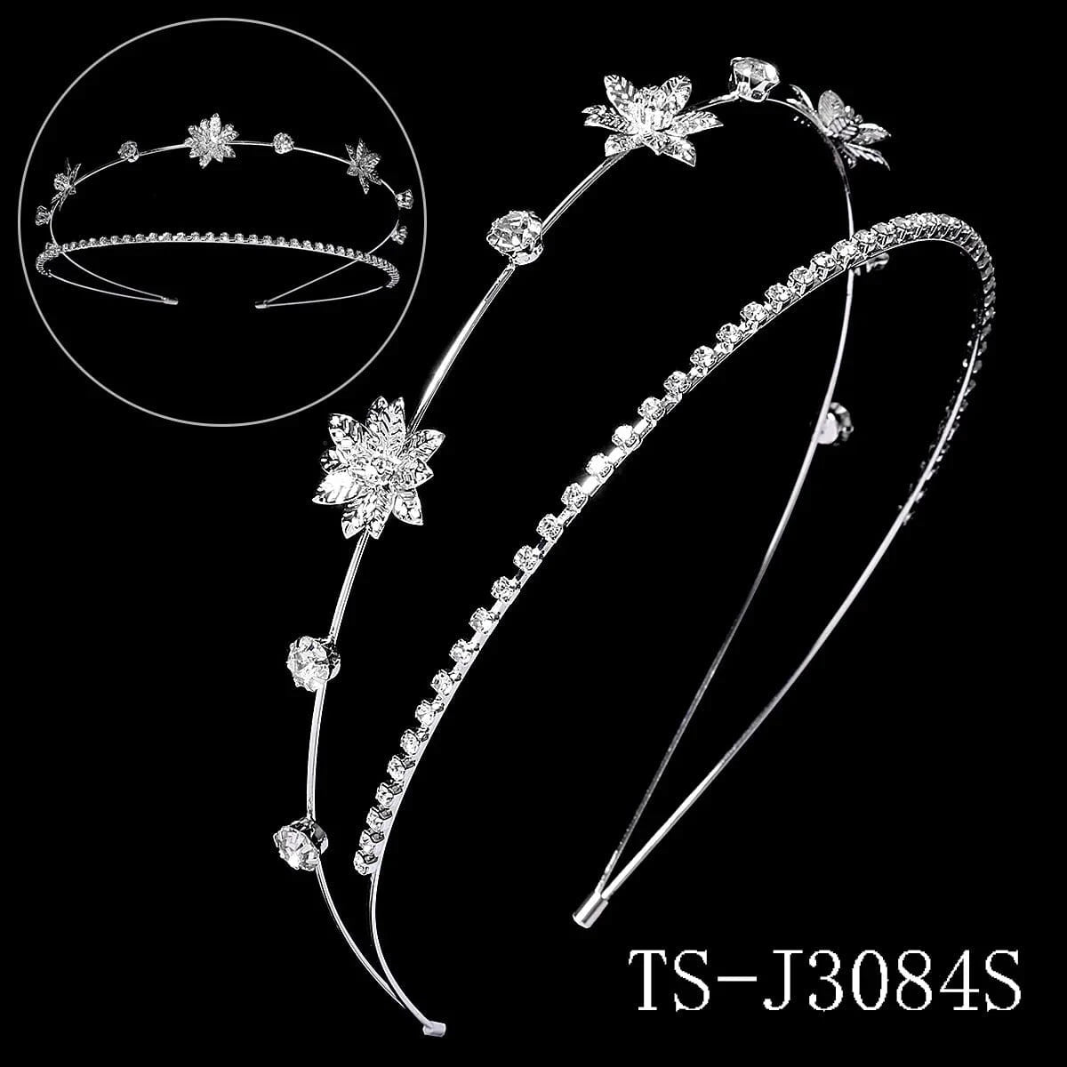 TS-J3084S Drop shipping Silver Color Metal Flower Headband Party Girls Hot Sale Wedding Bride Crystal Tiaras for Bridal Hairband For Party