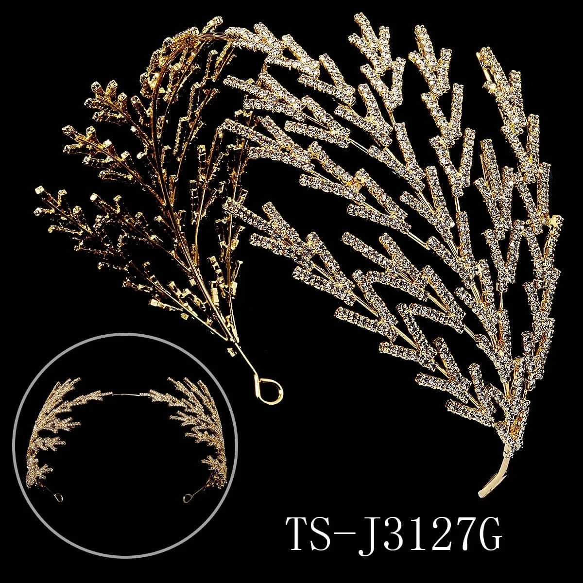 TS-J3127G Miallo wholesale fashion girls Claw chain hairband Rhinestone crystal hairhoop wedding bridal hair Headpieces jewelry