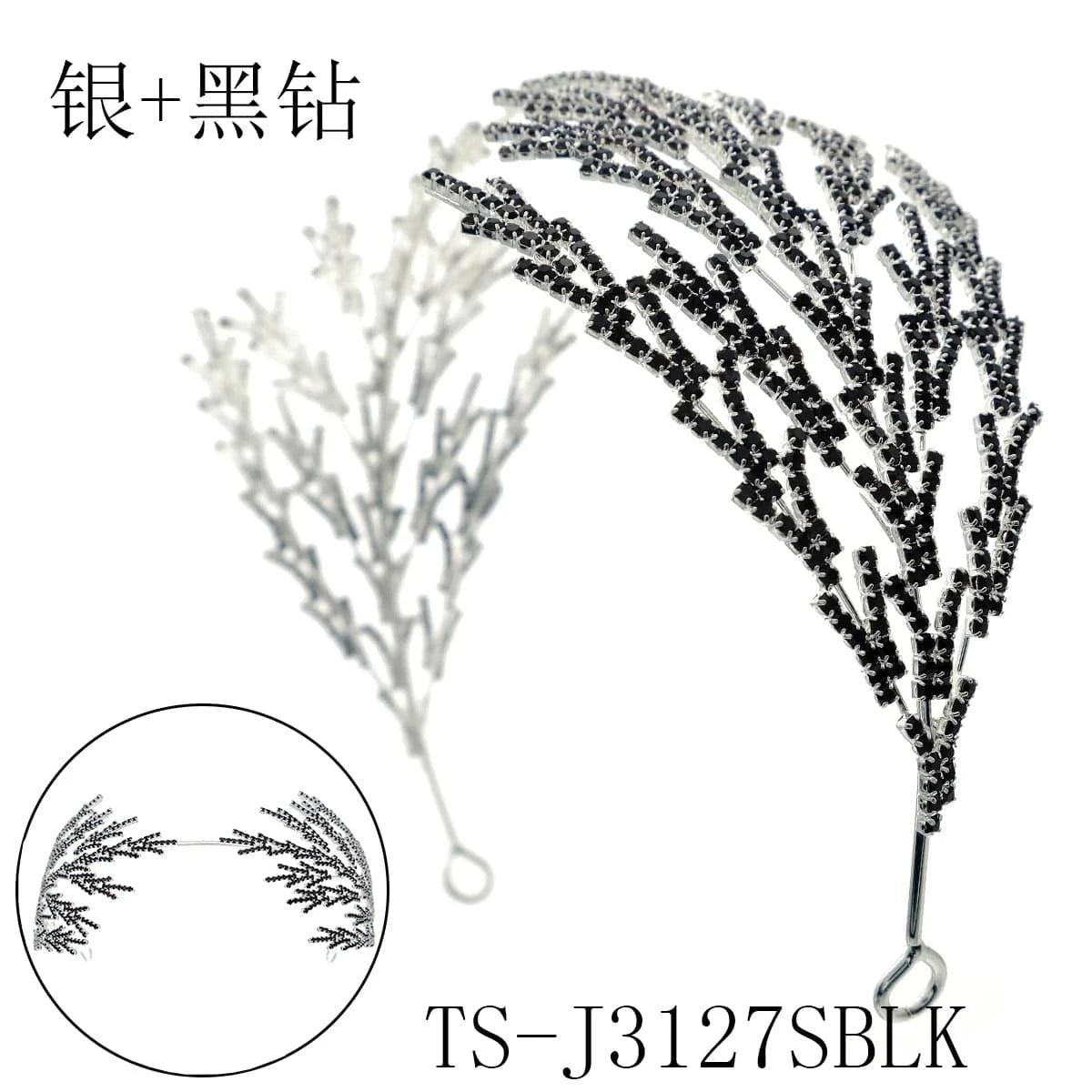 TS-J3127SBLK Miallo wholesale fashion girls Claw chain hairband Rhinestone crystal hairhoop wedding bridal hair Headpieces jewelry