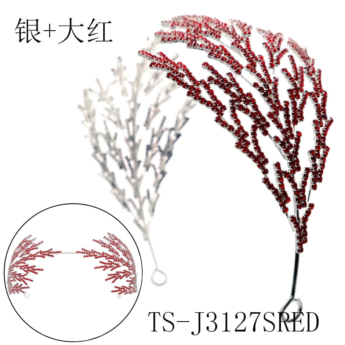 TS-J3127SRED Miallo wholesale fashion girls Claw chain hairband Rhinestone crystal hairhoop wedding bridal hair Headpieces jewelry