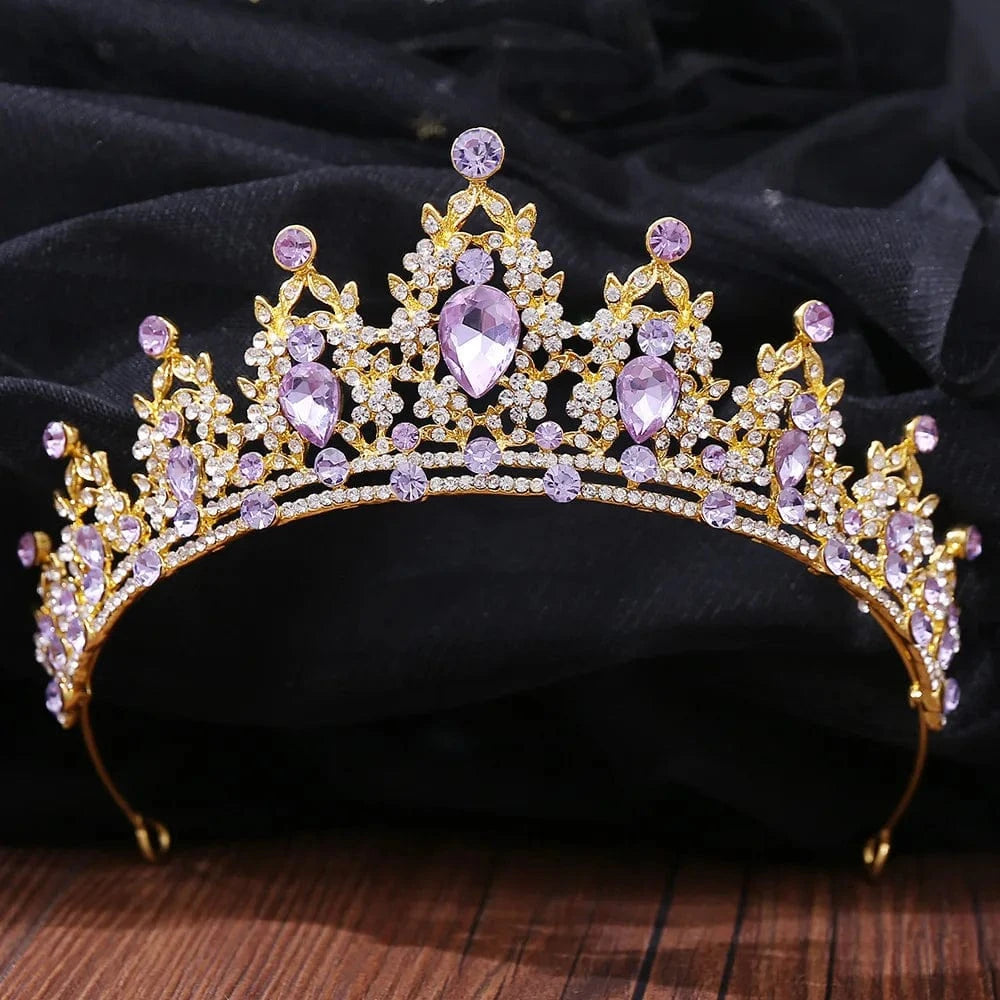 TS-ZJG001GP K wedding crown for bride Purple Crown Mixed Designs Purple Wedding Bride Rhinestone Crystal Tiaras Crown for Bridal Queens Corona
