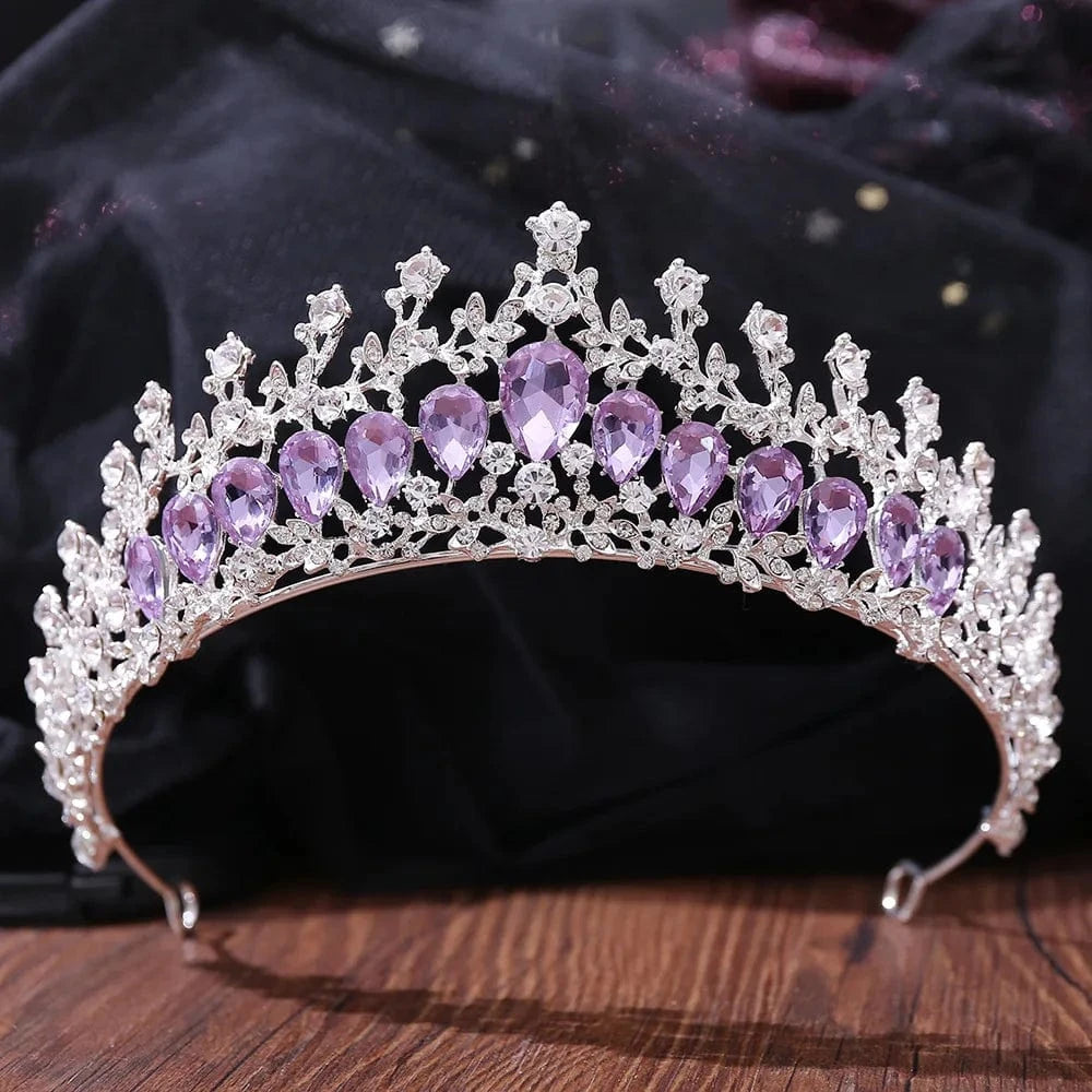 TS-ZJG001SP A wedding crown for bride Purple Crown Mixed Designs Purple Wedding Bride Rhinestone Crystal Tiaras Crown for Bridal Queens Corona