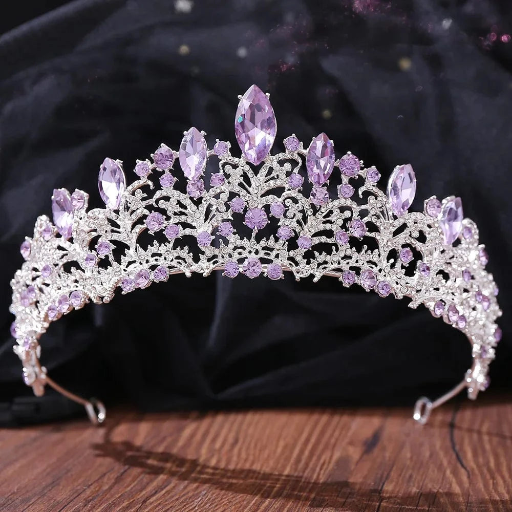 TS-ZJG001SP B wedding crown for bride Purple Crown Mixed Designs Purple Wedding Bride Rhinestone Crystal Tiaras Crown for Bridal Queens Corona
