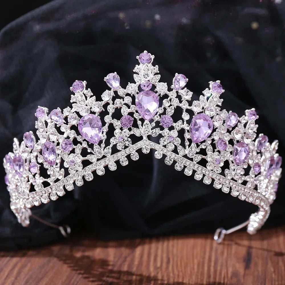 TS-ZJG001SP C wedding crown for bride Purple Crown Mixed Designs Purple Wedding Bride Rhinestone Crystal Tiaras Crown for Bridal Queens Corona