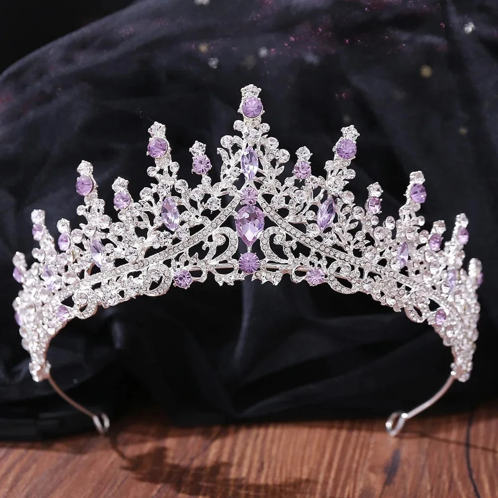 TS-ZJG001SP D wedding crown for bride Purple Crown Mixed Designs Purple Wedding Bride Rhinestone Crystal Tiaras Crown for Bridal Queens Corona