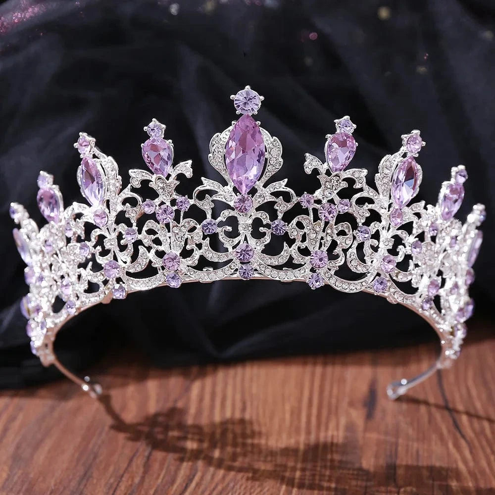 TS-ZJG001SP E wedding crown for bride Purple Crown Mixed Designs Purple Wedding Bride Rhinestone Crystal Tiaras Crown for Bridal Queens Corona