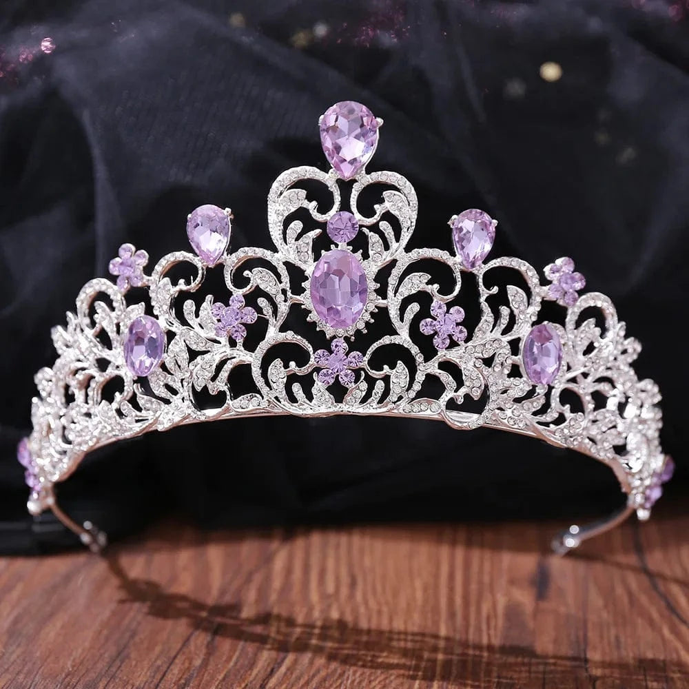 TS-ZJG001SP F wedding crown for bride Purple Crown Mixed Designs Purple Wedding Bride Rhinestone Crystal Tiaras Crown for Bridal Queens Corona