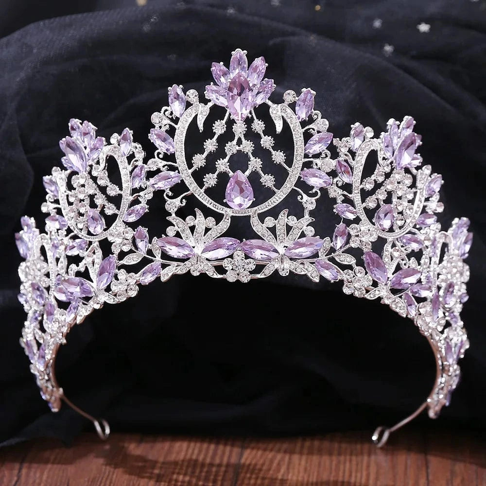 TS-ZJG001SP G wedding crown for bride Purple Crown Mixed Designs Purple Wedding Bride Rhinestone Crystal Tiaras Crown for Bridal Queens Corona