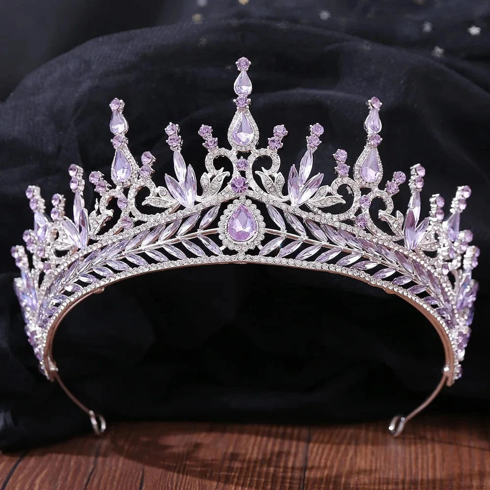 TS-ZJG001SP H wedding crown for bride Purple Crown Mixed Designs Purple Wedding Bride Rhinestone Crystal Tiaras Crown for Bridal Queens Corona