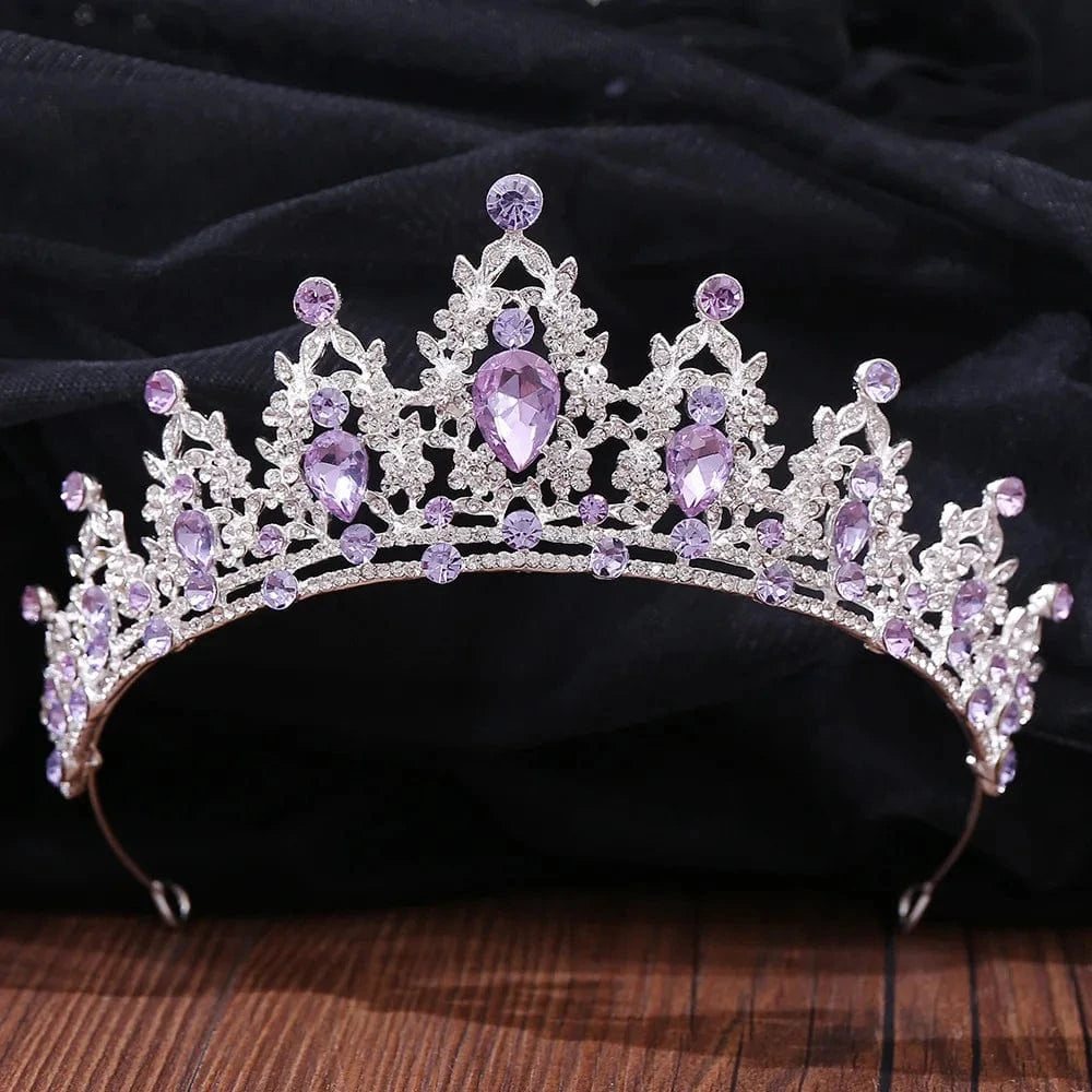 TS-ZJG001SP J wedding crown for bride Purple Crown Mixed Designs Purple Wedding Bride Rhinestone Crystal Tiaras Crown for Bridal Queens Corona