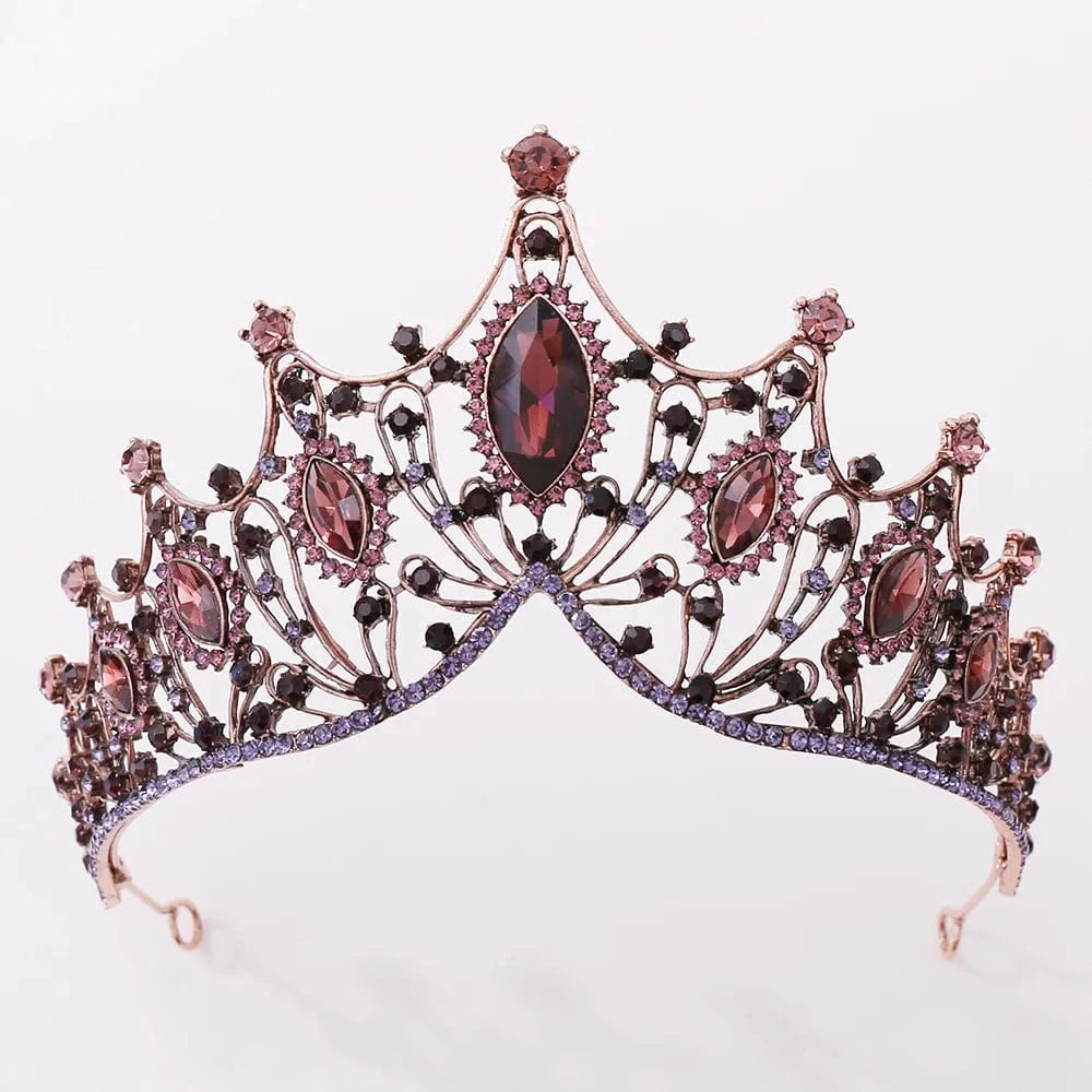 TS-ZJG005P Halloween Antique Red Copper Black Rhinestone Woman Crown Wedding Party Performance Hair Accessories