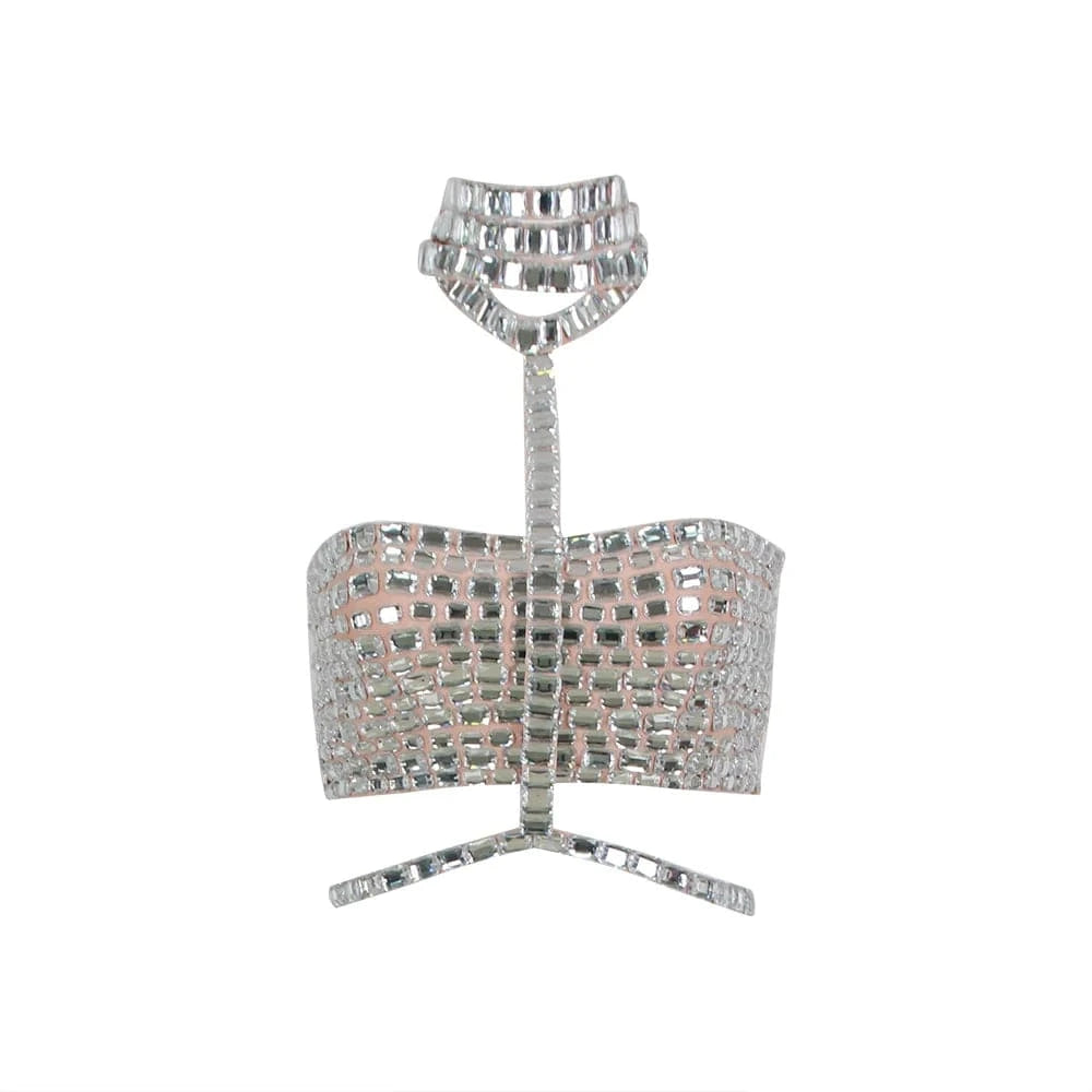 TS2249 Kimshein Elegant Bodycon Ladies Clothes Sexy Tops For Women Luxury Crystal Rhinestone Halter Tops