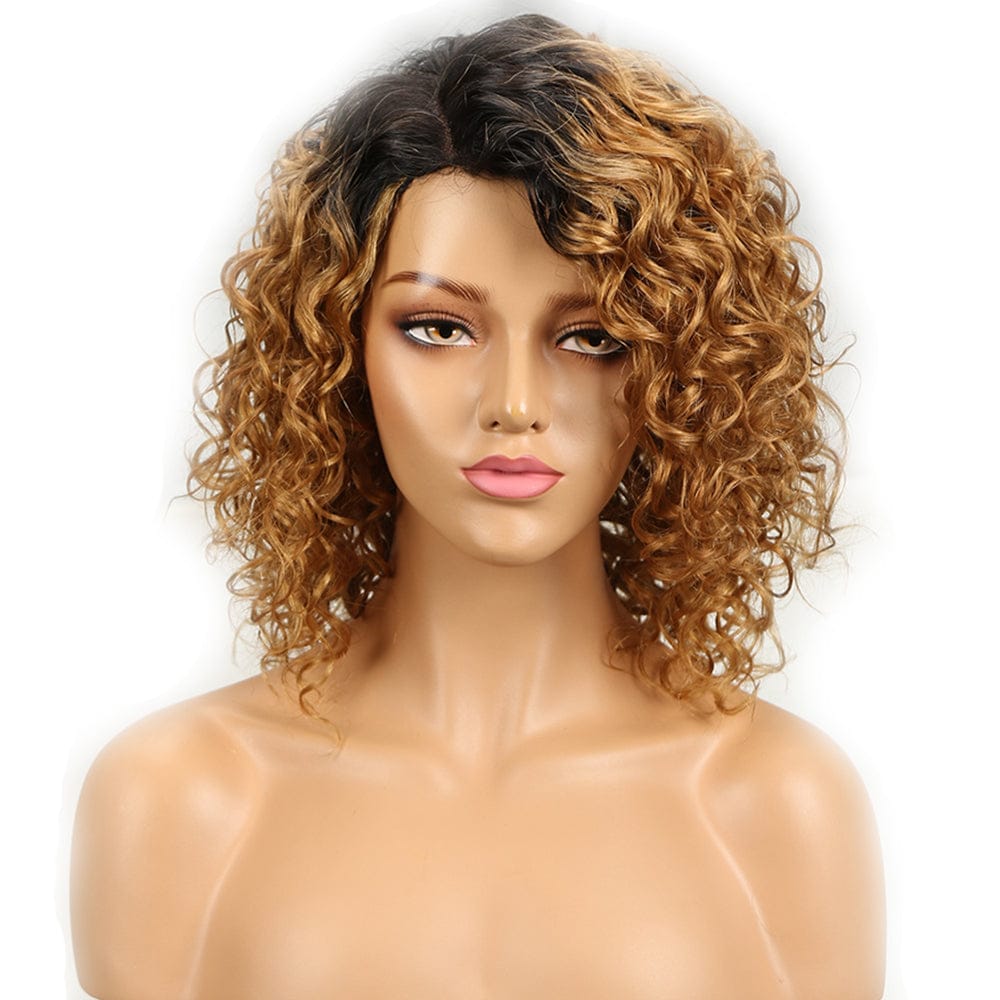 TT1B/27 Hot Selling Afro Kinky Curly Side Part Lace Wig Brazilian Remy 100% Hair Human Hair Wigs All Color Wig For Black Women Whole