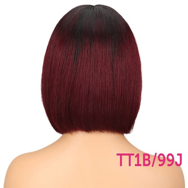 TT1B-99J Sleek For Women Vendors Brazilian Remy Hair Straight Short Bob Wig Pre Plucked Black Brown Wig Human Hair Lace Front Wigs