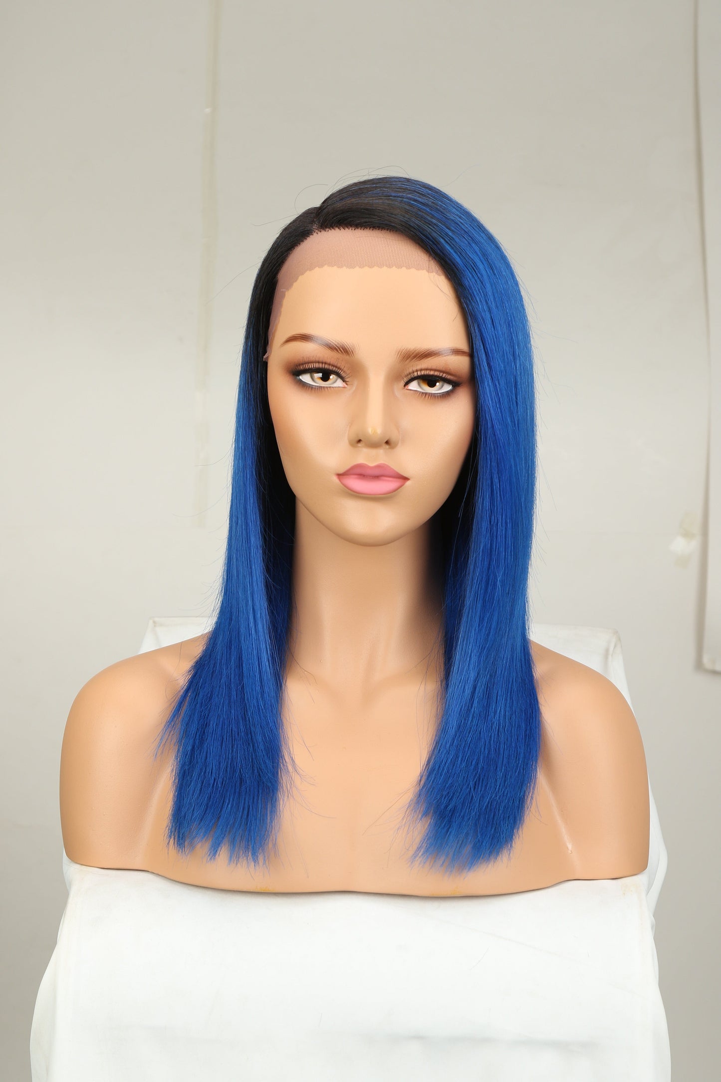 TT1B-BLUE Sleek 180% Density Human Hair Wigs Brazilian Remy Straight Hair Lace Front Wig All Colors With Baby Hair For Black Women