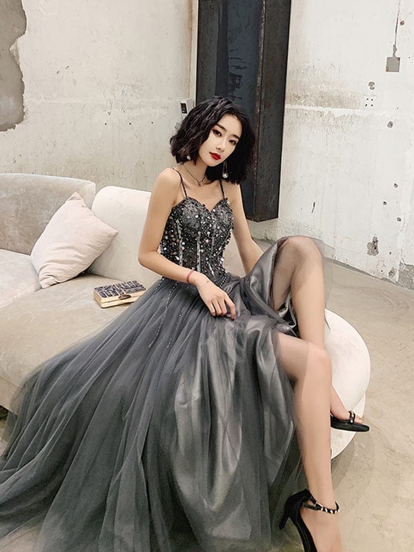 Tulle bridesmaid exclusive Sequined lace trim strap long maxi dress fashion wedding party evening dress drop shipping fulfill