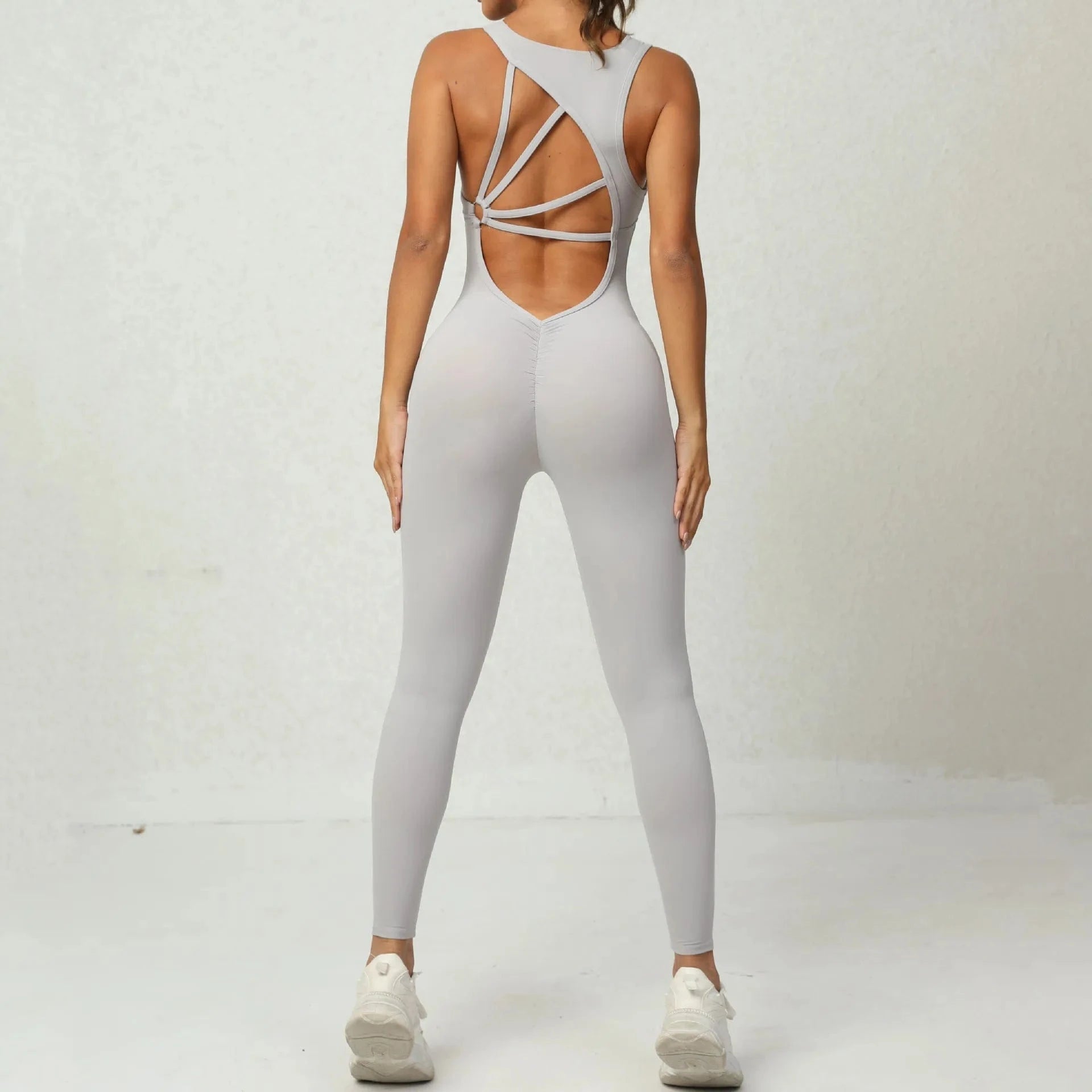 Twist Deep V neck Design Sleeveless New Design spider back One piece Jumpsuit Yoga fitness Sport wear Bodysuits for Women