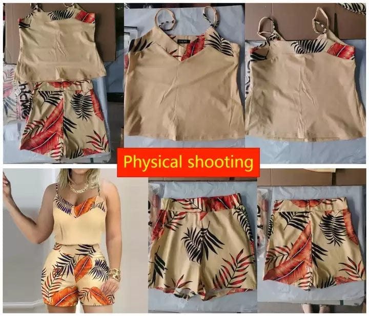 Two Piece Ladies Floral Print Top and Pant Set Ladies Two Piece Ladies Shorts Set Tank Top and Shorts Set