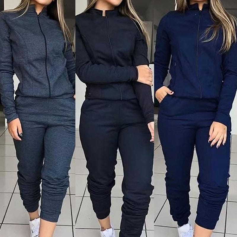 Two Piece Set Women Outfit Spring Autumn Jacket Pants Set Ladies Joggers Tracksuit Loose Sweat Suits coldker