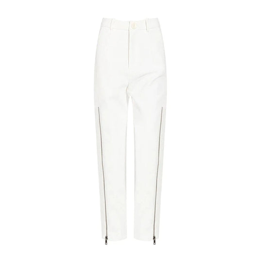 TWOTWINSTYLE Women's Pants Zipper Slit Gathered Waist Minimalist Pencil Pants For Ladies 2022