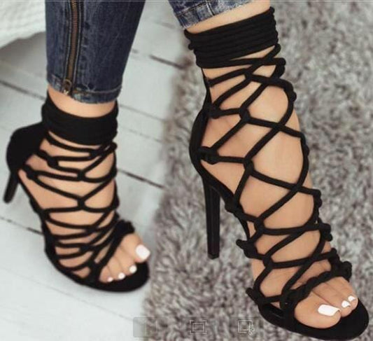TX New Arrivals Low MOQ Comfortable Wear Solid Colors Latest Design high hills Shoes with thin straps