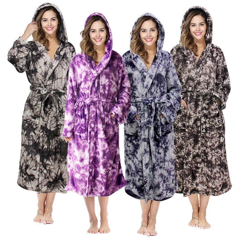 unisex winter warm soft terry cloth flannel bathrobes women's warm plus size 1 piece long sleeve robe pajama gown for women