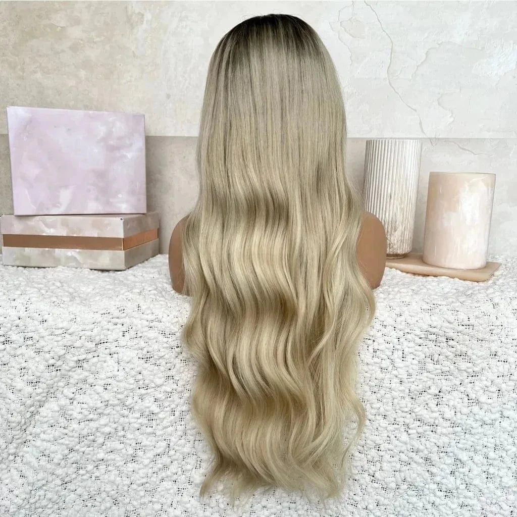 Unprocessed Raw Human Hair Ombre Blonde Color Body Wave Cuticle Aligned Hair 13*4 Lace Front Wigs