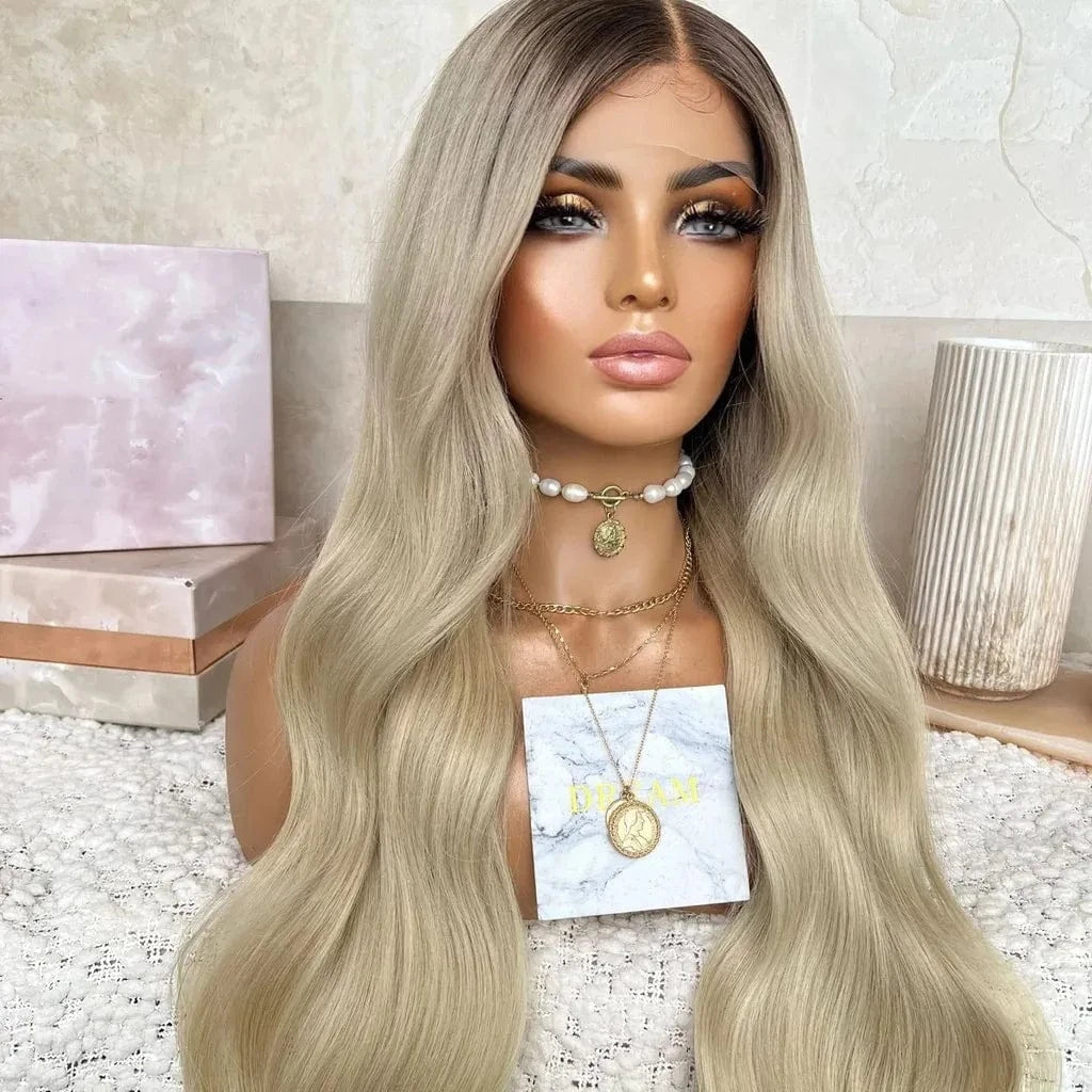 Unprocessed Raw Human Hair Ombre Blonde Color Body Wave Cuticle Aligned Hair 13*4 Lace Front Wigs