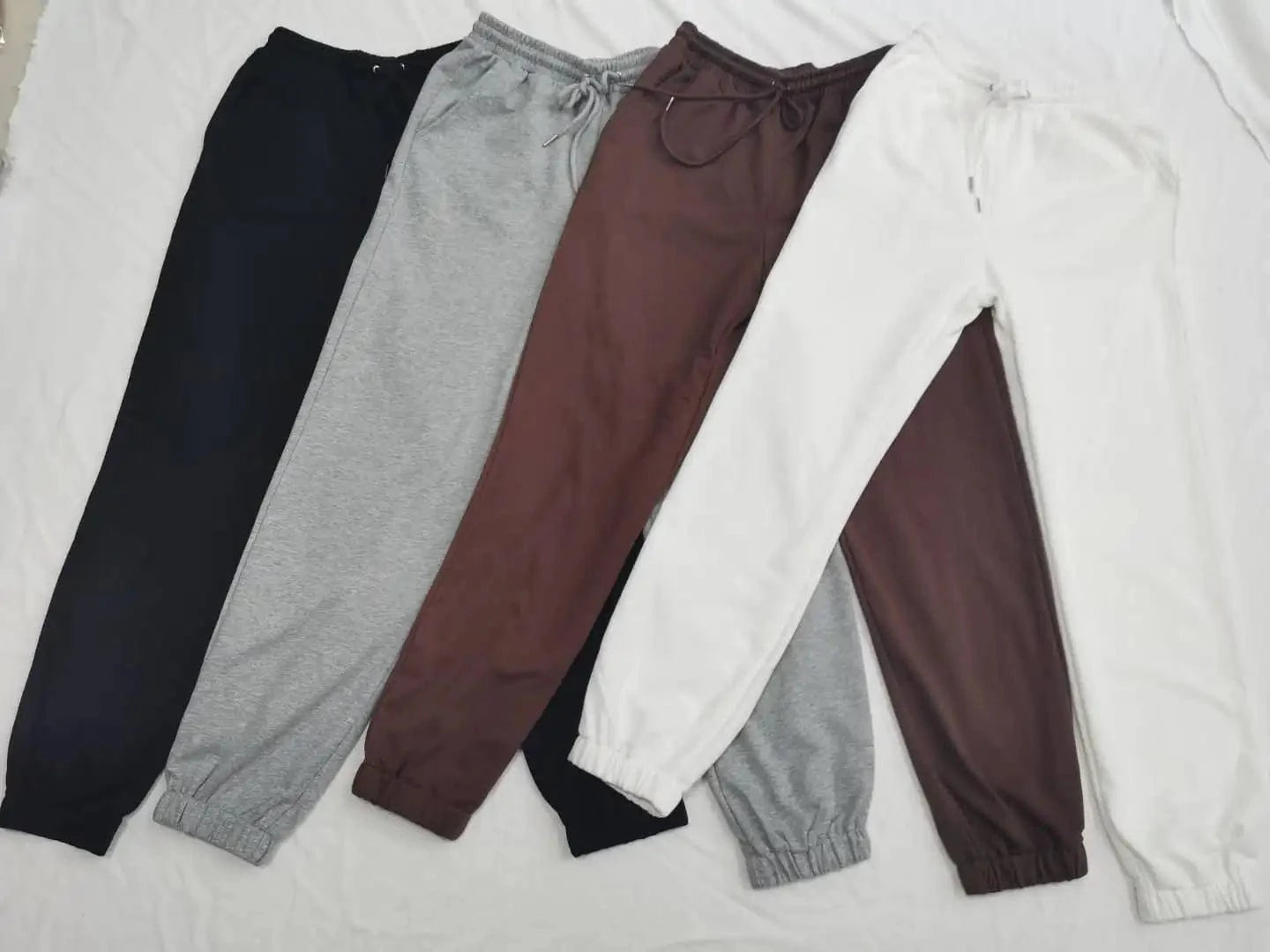 US SizeCotton terry Wholesale custom logo Women's sweat pants drawstring high waist pockets classic lounge straight leg joggers