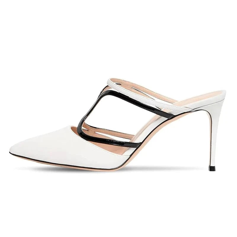 US4-4.5/Eur34 / White Rhinestone Sandalias Para Mulher Clear Designer Women Slides Footwear High Heel Mules Slippers