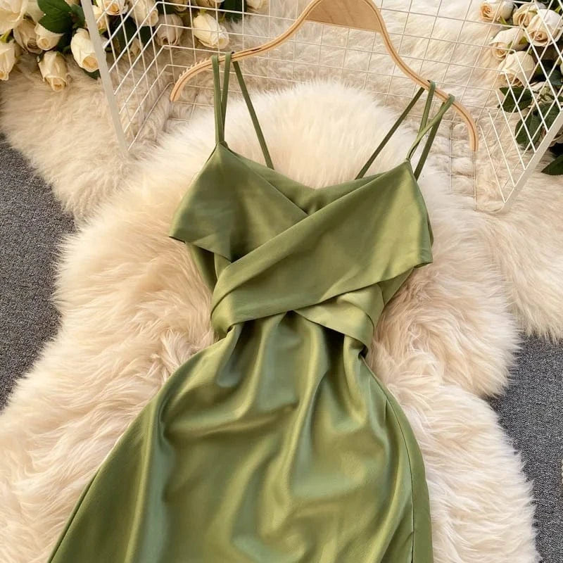 Vacation Premium Cross v Neck Sexy Strapless Evening Dress Slim Long Dresses