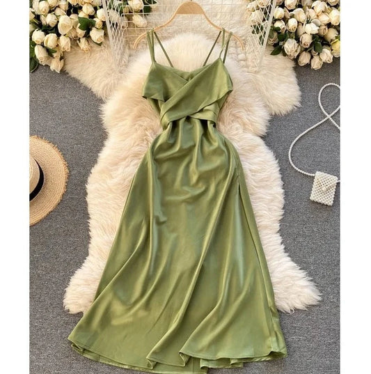 Vacation Premium Cross v Neck Sexy Strapless Evening Dress Slim Long Dresses