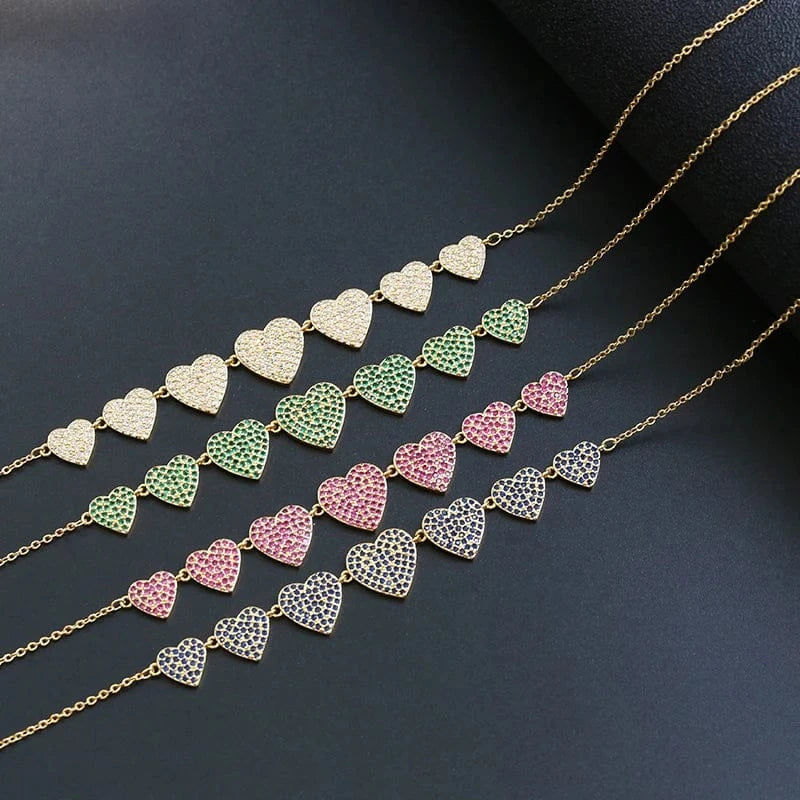 Valentine's Day Gift Jewelry 18K Gold Plated Brass Hot Sale Pendant Necklace Heart Link Heart Pendant Necklace For Women