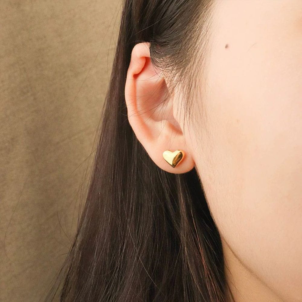 Valentine's Day Gifts Fashion Korean Simple Earring Jewelry Custom Gold Plated Heart Stud Love Earrings Stainless Steel