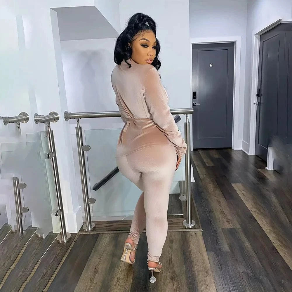 Velour Soft Two Piece Leggings Set Long Sleeve Velvet Velour Tracksuits Sweatsuits Women 2 Piece Pants Jacket Set