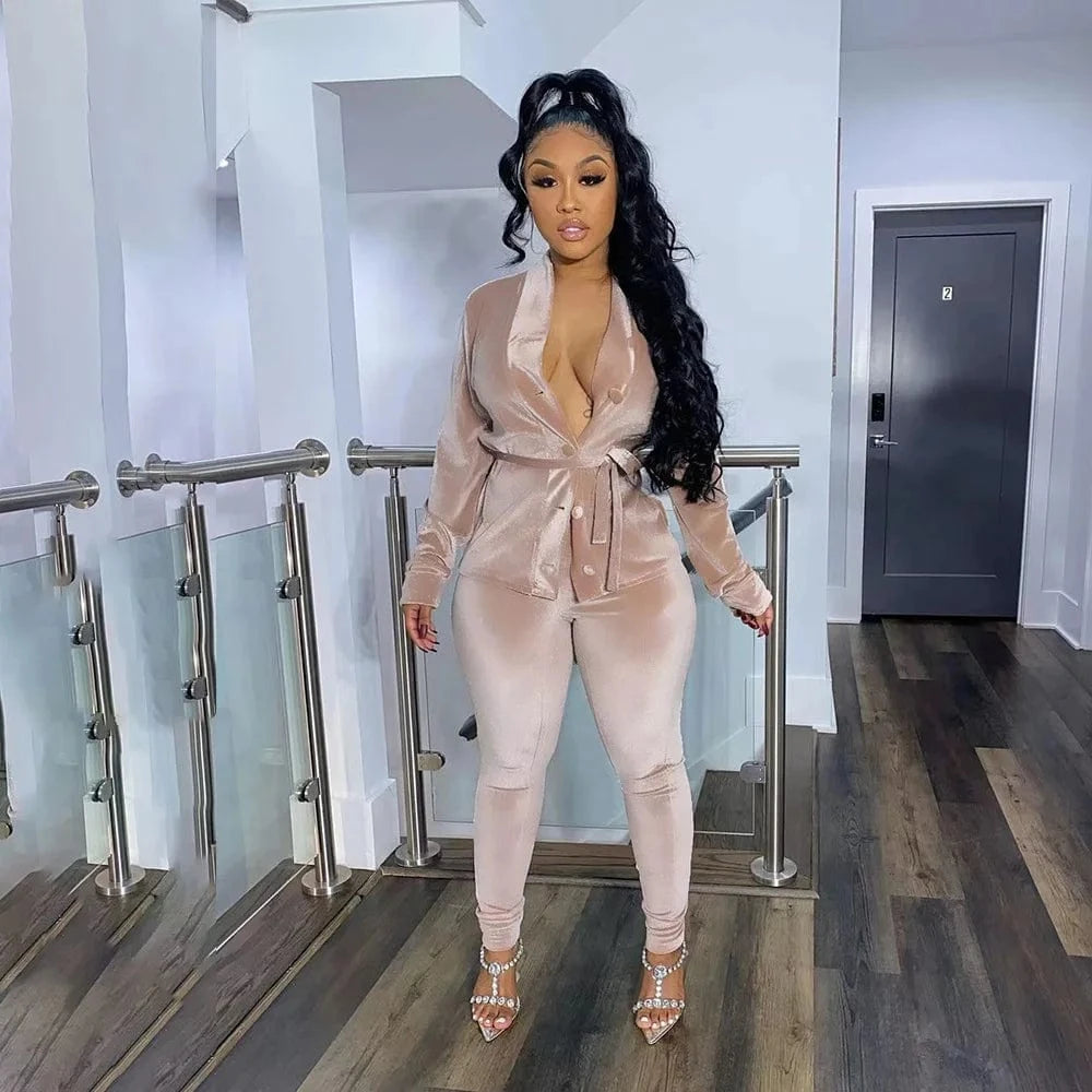 Velour Soft Two Piece Leggings Set Long Sleeve Velvet Velour Tracksuits Sweatsuits Women 2 Piece Pants Jacket Set