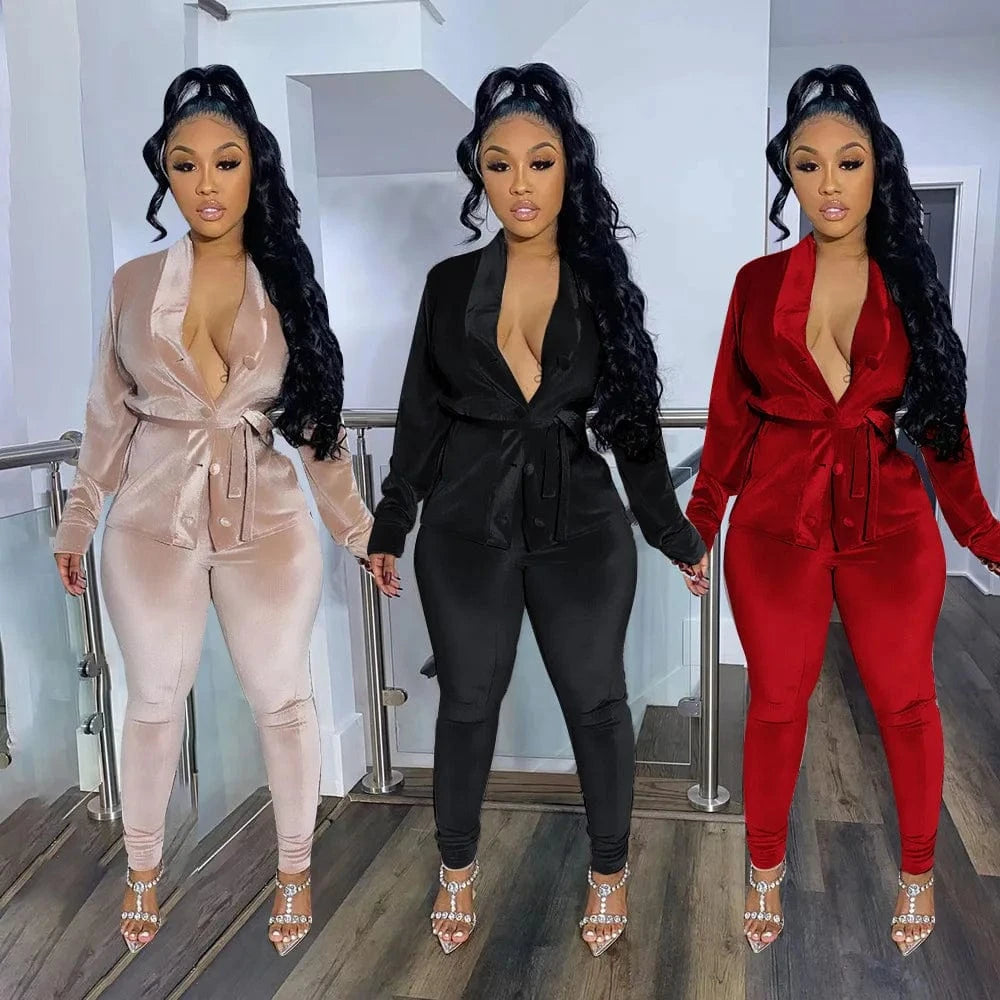 Velour Soft Two Piece Leggings Set Long Sleeve Velvet Velour Tracksuits Sweatsuits Women 2 Piece Pants Jacket Set